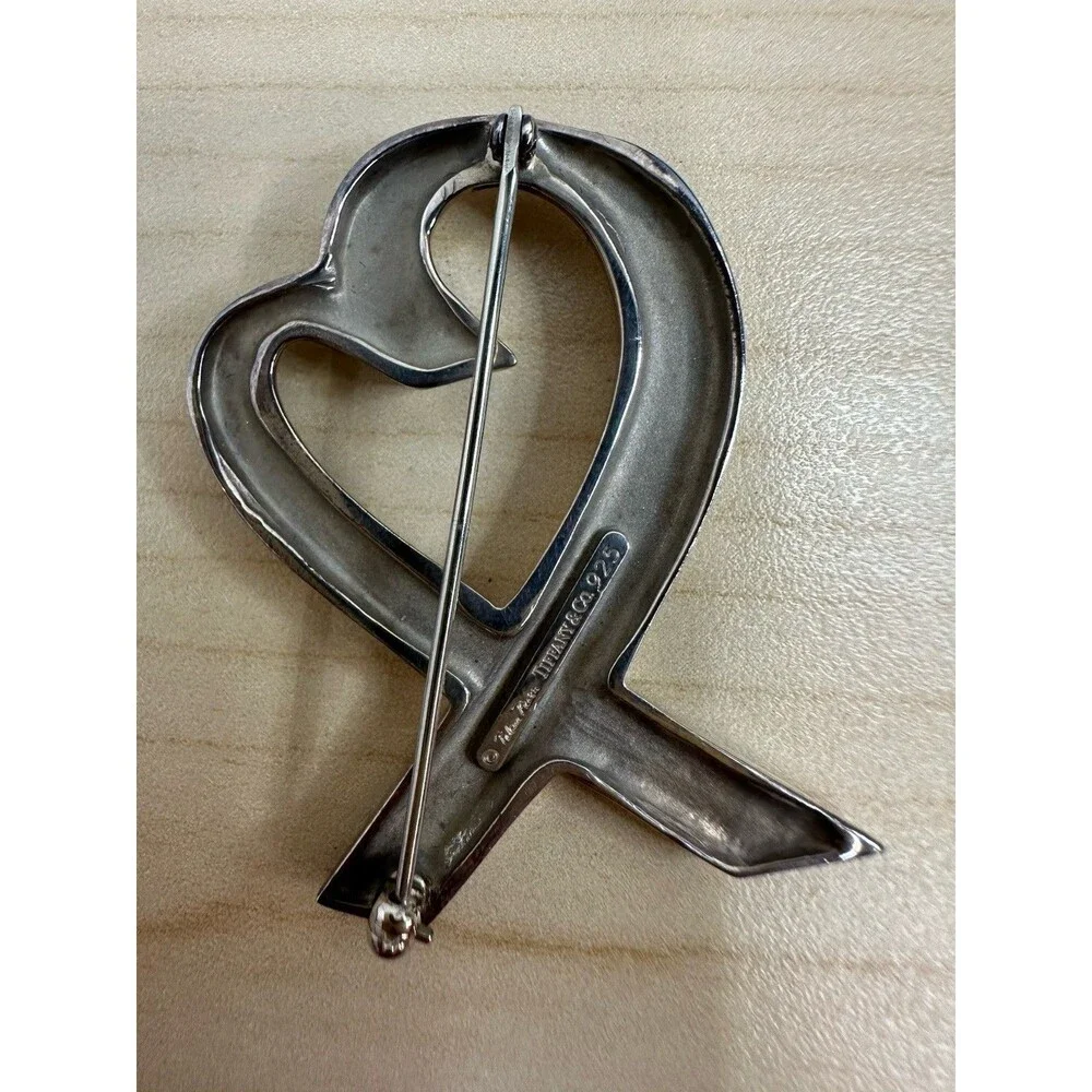 Tiffany & Co Sterling Silver .925 Paloma Picasso Loving Heart Brooch Pin 1.75”
